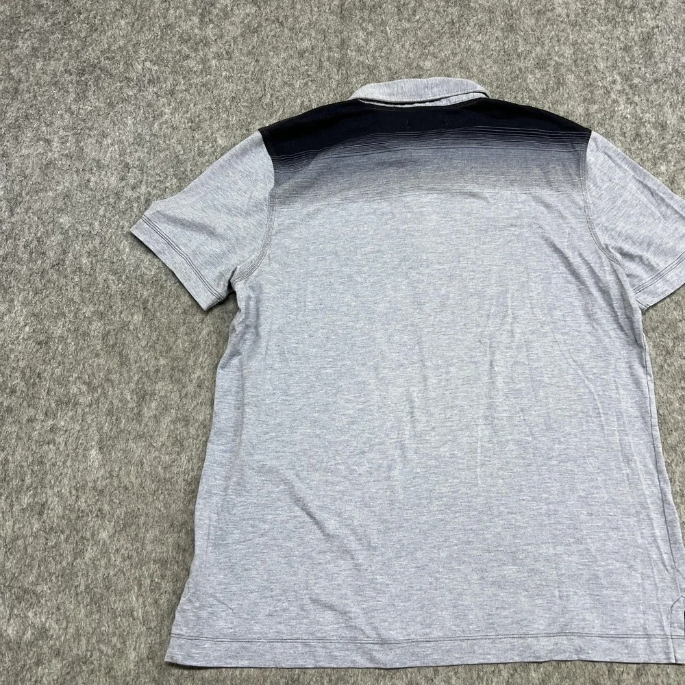 Banana Republic Polo Shirt Mens Large Gray Fitted Pima Ombre Short Sleeve Cotton